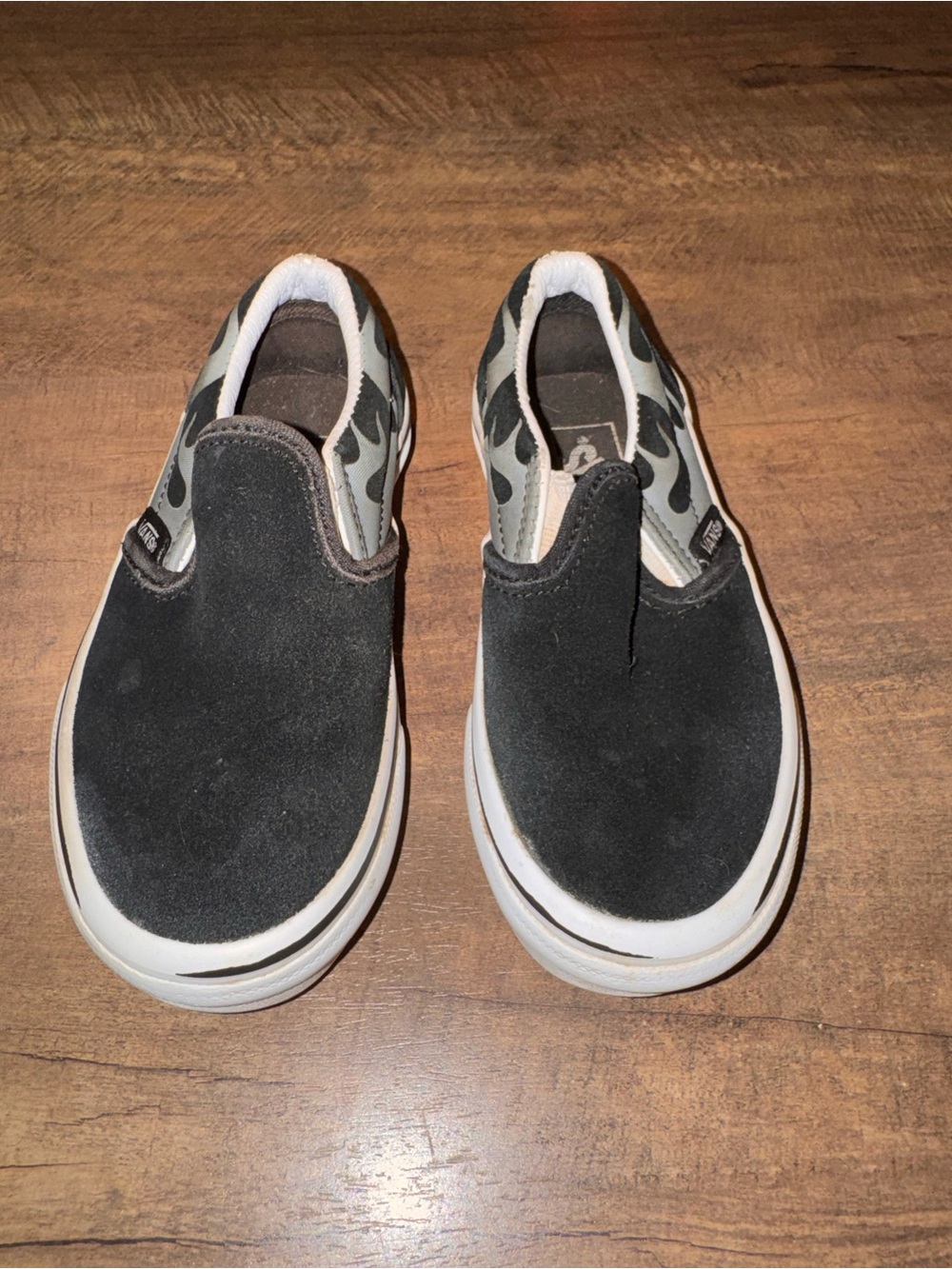 Vans Black & Gray Flame Slip-On Sneakers Kids Size 11